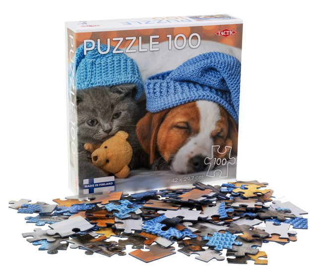 Puzzle 100 el. Tactic Słodki Kiciuś i Śpiący Piesek