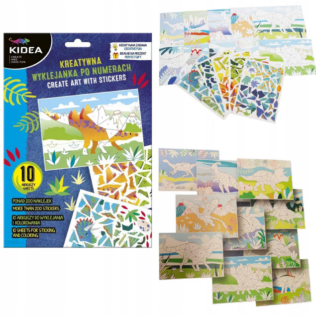 Kreatywna wyklejanka po numerach Dinozaury Kidea