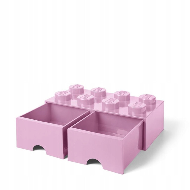 Pojemnik LEGO Klocek z Szufladami 8 Wypustek Jasnoróżowy