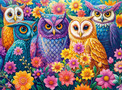 Puzzle 3000 Układanka Kwiaty SOWY Sowa Kolory Ptaki 9+ Castorland