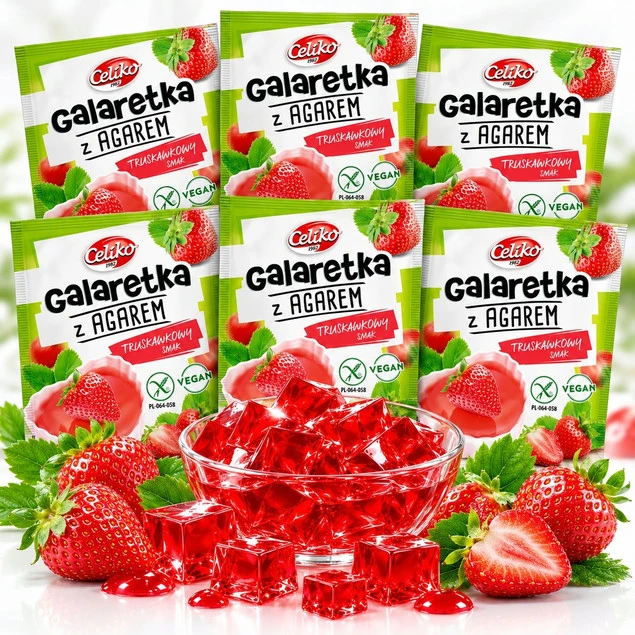Celiko Galaretka bezglutenowa z agarem o smaku Truskawkowym 45g