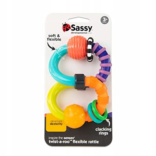 Grzechotka Sassy Baby Twist-a-roo Gryzak Sensoryczny 3m+