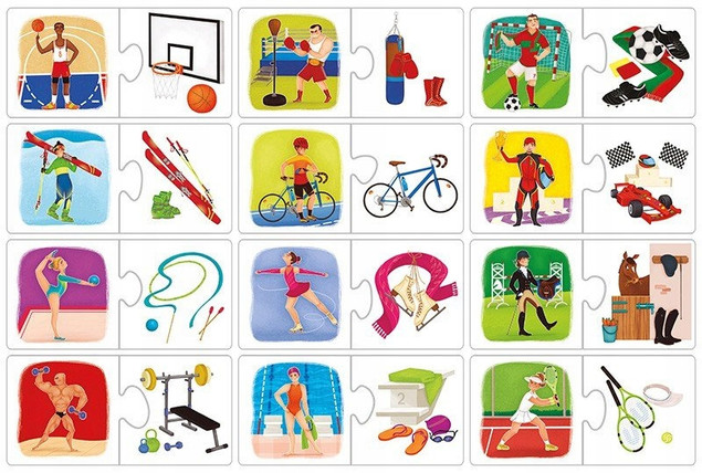 Adamigo Gra Edukacyjna Puzzle "Sport i Atrybuty" 24 elementy