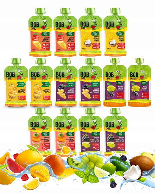 Bob Snail MUS OWOCOWY Bez Cukru PRZECIER Smoothie MIX SMAKÓW 120g x14