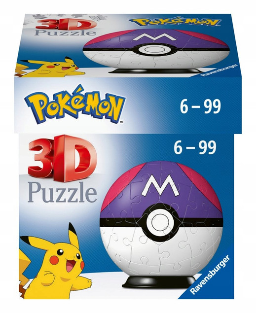 Puzzle 3D Mistrzowska Pokeball - Ravensburger, 54 elementy