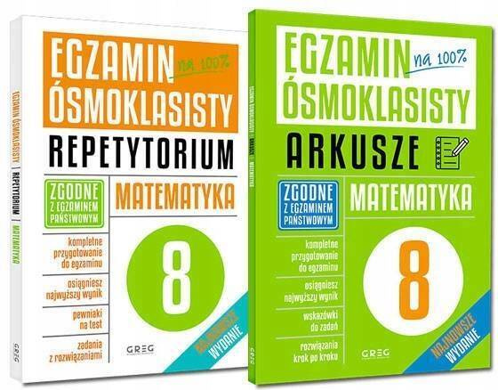 2x Egzamin Ósmoklasisty KOMPLET Matematyka Greg ZESTAW