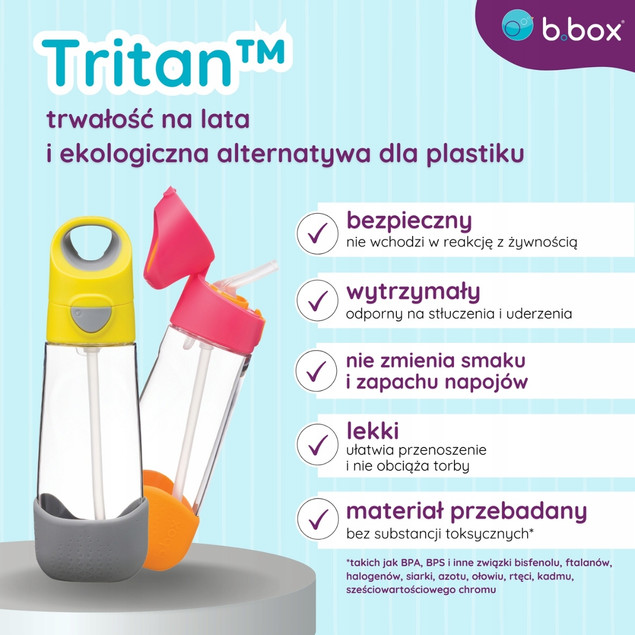 B.box Zestaw: Butelka Tritanowa 450ml ze Słomką + Mini Lunchbox Sugar Plum