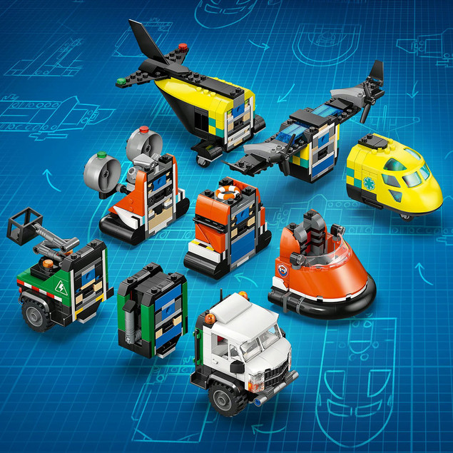 LEGO City 60505 Zestaw Ratunkowy 3w1: Samolot, Ciężarówka, Poduszkowiec