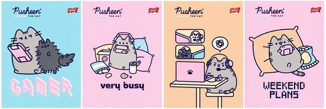 4x Zeszyt Szkolny A5 32k Kratka PUSHEEN Kot Kotek Unipap