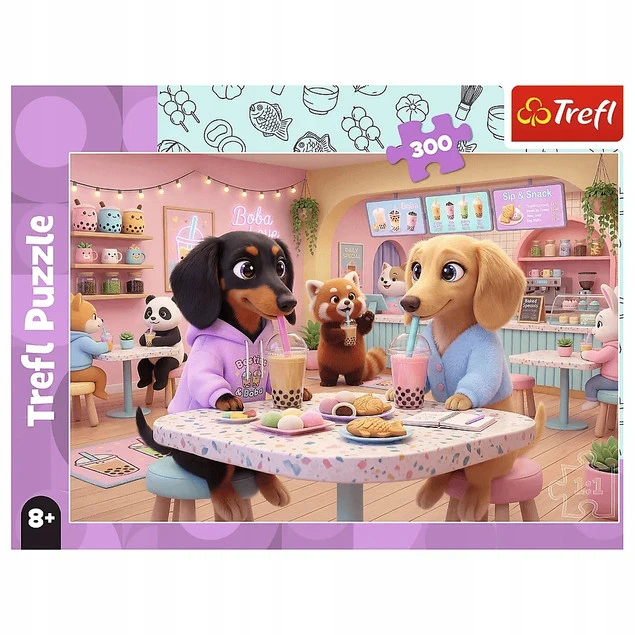 Puzzle Trefl 200 elementów Jamniki w Kawiarni – Wysoka jakość, ekologiczne
