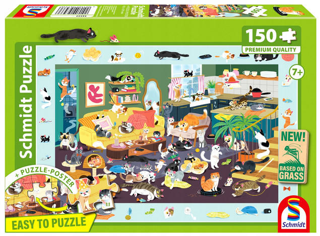 Puzzle Schmidt Spiele 150 el. Wszędzie Koty | Premium Quality ECO dla dzieci 7+