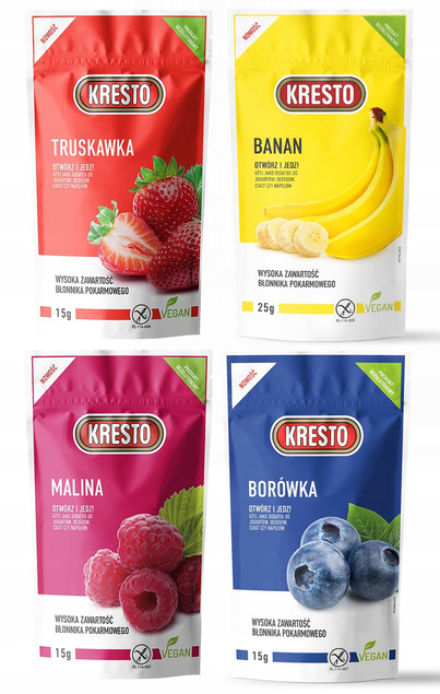 Liofilizowane owoce mix 4 smaków 15 g – Kresto