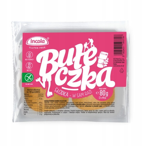 Bułeczka słodka bezglutenowa Incola 2x40g - Karmelowa, Bez Pszenicy
