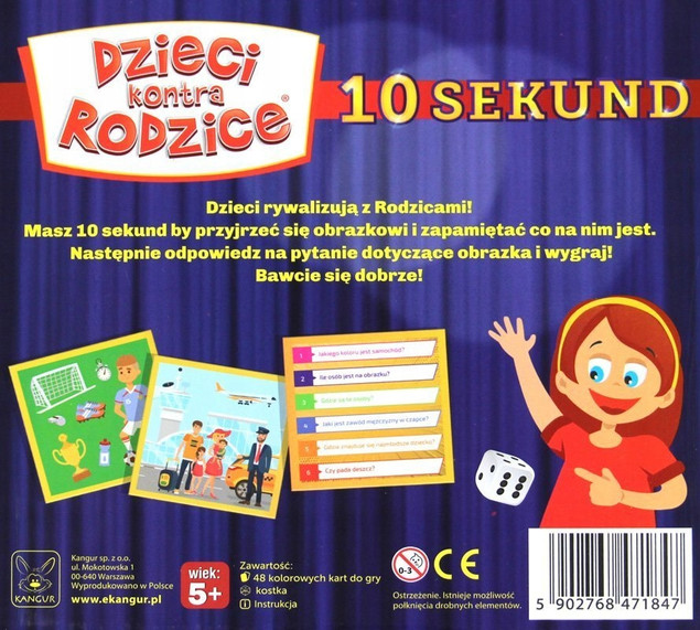 Dzieci Kontra Rodzice 10 Sekund Rodzinna Gra Pamięciowa 5+ Kangur 71847