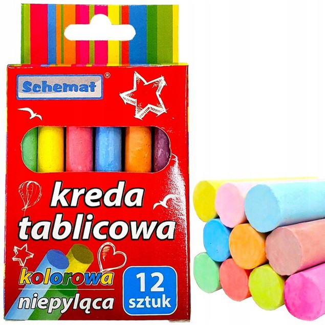 Kreda tablicowa Schemat 12 szt. wielokolorowa