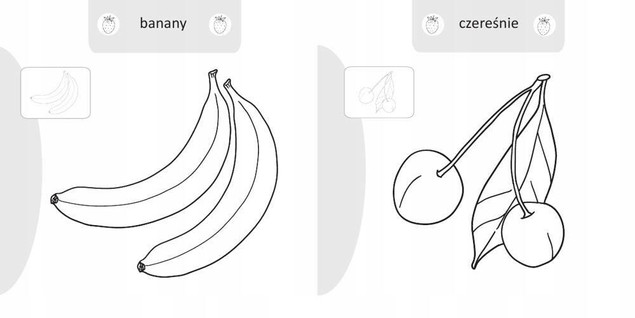 Malowanie-doklejanie. Owoce