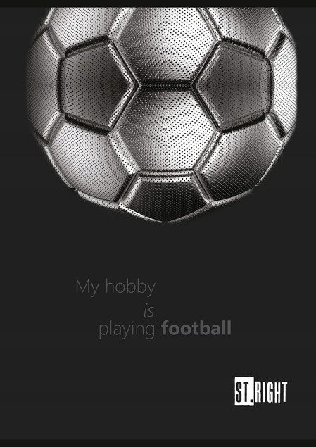 Zestaw 4 zeszytów A4 w kratkę 32 kartki ST.RIGHT Football Energy (laminowany, 70g)