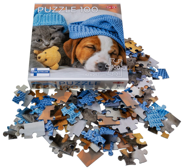 Puzzle 100 el. Tactic Słodki Kiciuś i Śpiący Piesek
