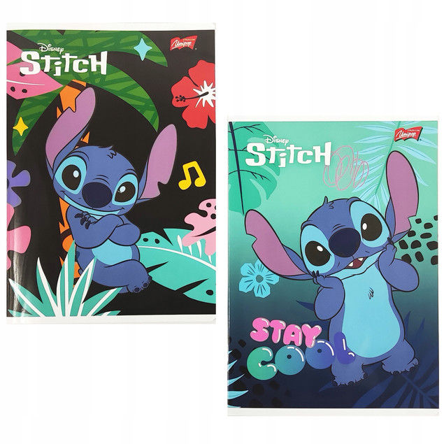 4x STITCH A5 – Zeszyt 32 kartek, kolorowa linia