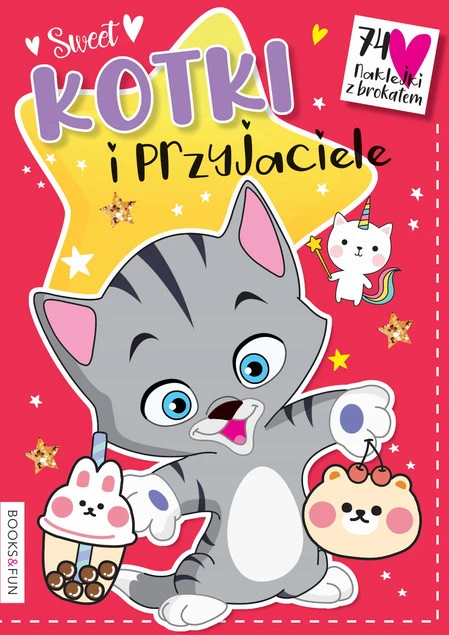 Kotki i przyjaciele – kolorowanka z brokatowymi naklejkami