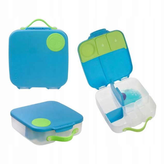 Lunchbox, śniadaniówka do szkoły, pracy, przegródki, wkład chłodzący, 2l, Ocean Breeze, b.box