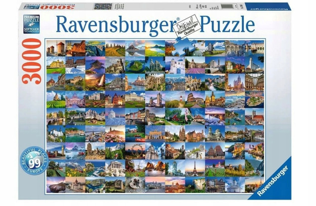 Puzzle 3000 elementów. 99 pięknych miejsc w Europie Ravensburger