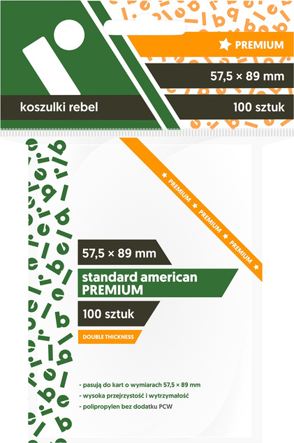 KOSZULKI NA KARTY Rebel Standard American Premium 57,5x89 mm 100 Sztuk