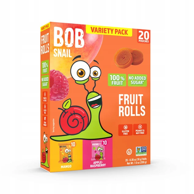 Bob Snail Mix 200g owocowe rollsy mango, jabłko-malina – Zdrowa Przekąska dla Dzieci bez Cukru