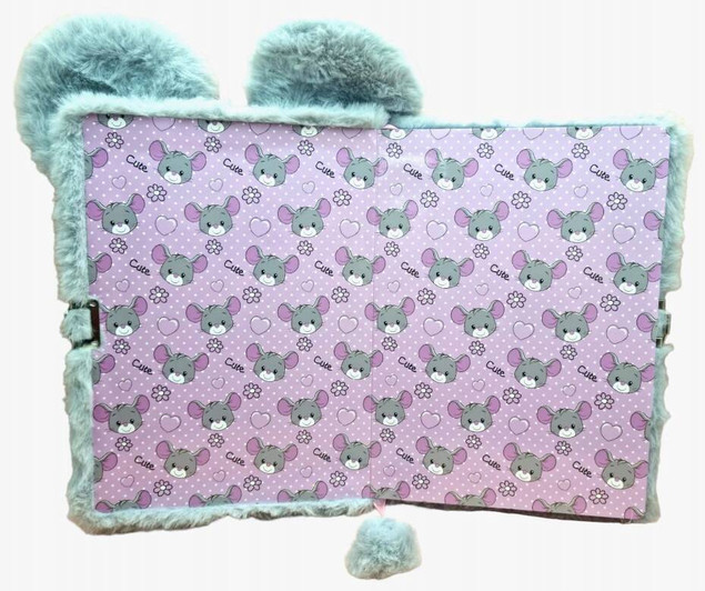 Pluszowy Pamiętnik Z Kłódką Włochacz Szara MYSZKA Mysz A5 96k Majewski