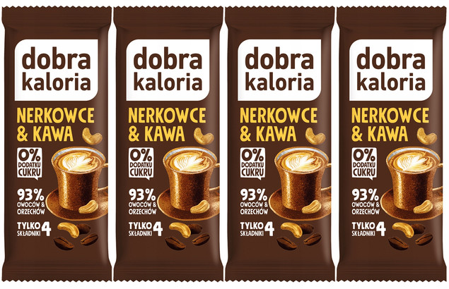 4x DOBRA KALORIA Zdrowy Baton Orzech Nerkowca i Kawa Błonnik Bez Cukru
