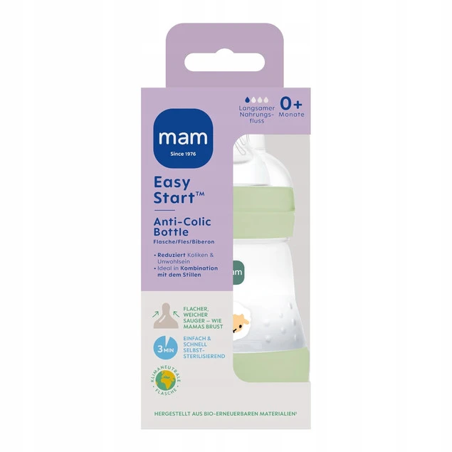 MAM Baby Perfect Start butelka do karmienia antykolkowa zielona 0m+, 160 ml_8