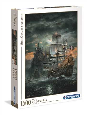 Puzzle HQ 1500 Układanka Piraci STATEK PIRACKI Burza Sztorm 14+ Clementoni