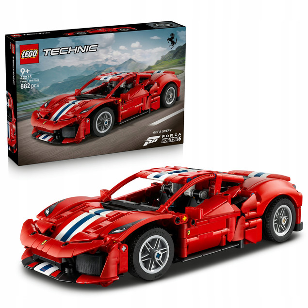 LEGO Technic 42235 Ferrari 488 Pista – model samochodu 882 elementy, 9+