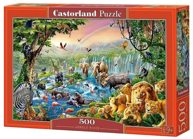 Puzzle 500 Układanka Dżungla DZIKIE ZWIERZĘTA SAFARI Lew Zebra 9+ Castor