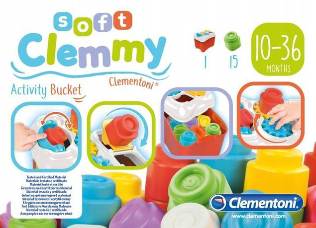 Duże Klocki Sensoryczne Wiaderko Aktywności Sorter 12m+ Clementoni