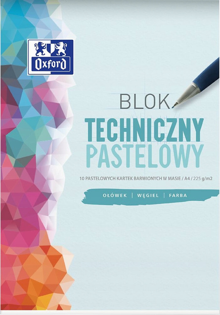 Blok Techniczny KOLOROWY PASTELOWY A4 10 Ark. 225g Barwiony W Masie Oxford