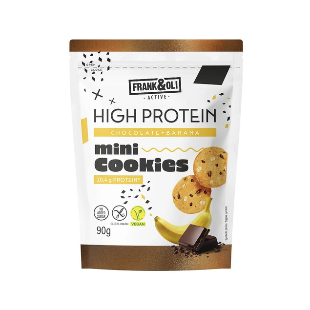 FRANK&OLI Mini Ciasteczka PROTEINOWE High Protein BANAN CZEKOLADA 90g x9