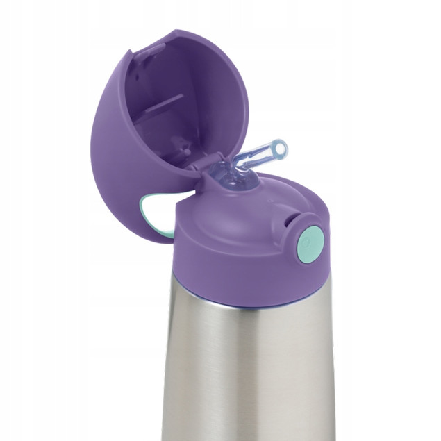 B.box Bidon Termiczny ze Słomką dla Dzieci 12m+ Szczelny 350 ml Lilac Pop