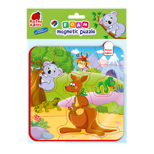 Piankowe puzzle magnetyczne 17 elementów. Zwierzęta z Australii Roter
