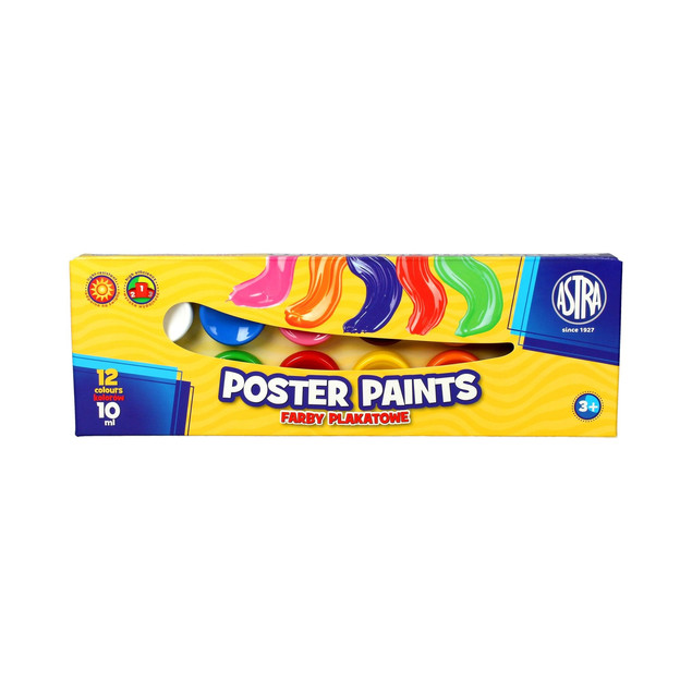 ASTRA Farby Plakatowe Szkolne 12 Kolorów x 10 ml Astra