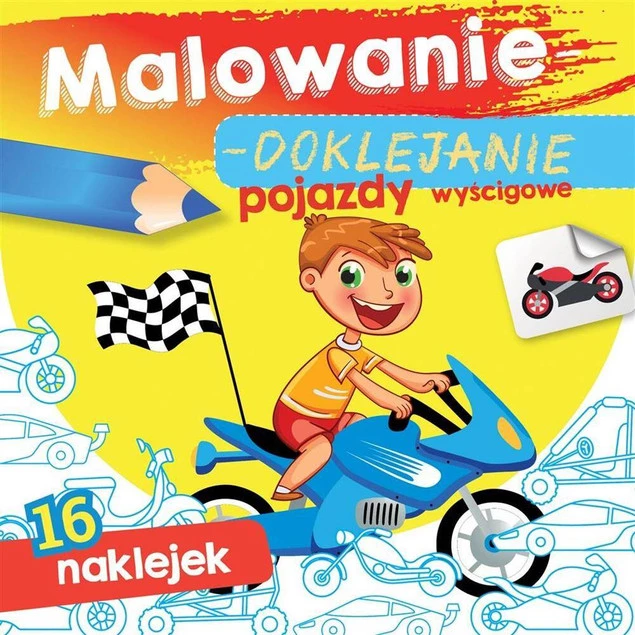 MALOWANKI KOLOROWANKI Z NAKLEJKAMI POJAZDY WYŚCIGOWE