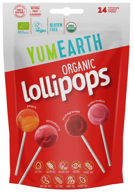 BIO lizaki owocowe mix 4 smaków z sokiem owocowym wegańskie 14 szt YumEarth