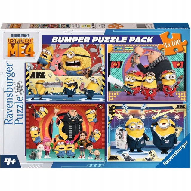 Ravensburger Minionki: Gru i Minionki IV - Puzzle 4 x 100 elementów