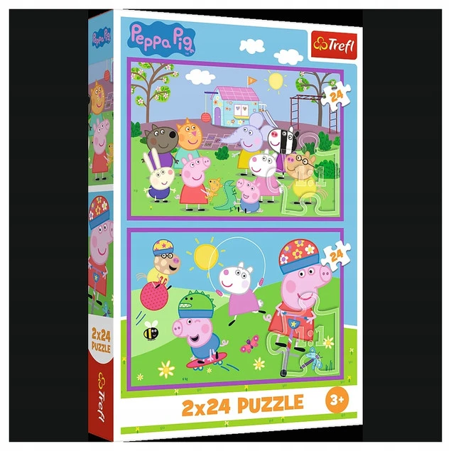 Puzzle Świnka Peppa na placu zabaw + 2 układanki 24 el.