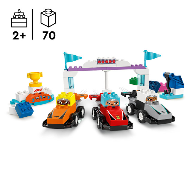 LEGO DUPLO Bolidy i Kierowcy F1 10445 Zestaw Wyścigowy dla Maluchów