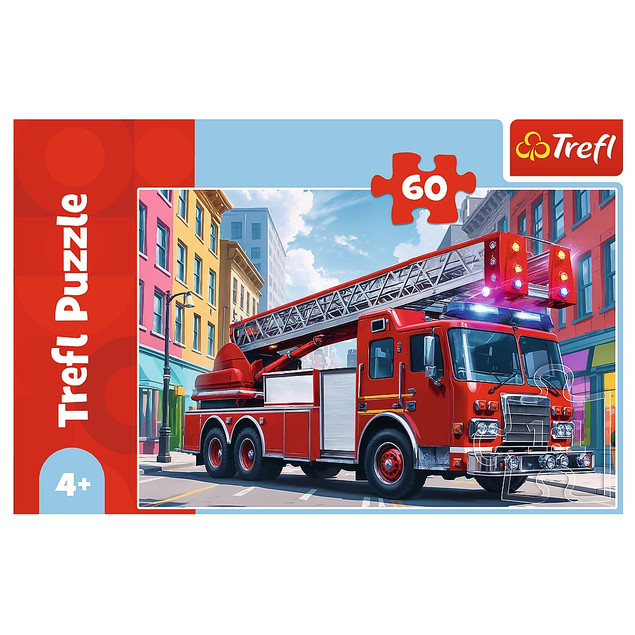 Puzzle 60 elementów Wóz strażacki Trefl
