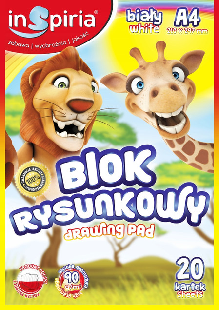 Blok Rysunkowy A4 Inspira 90g/m² 20 Kartek Biały