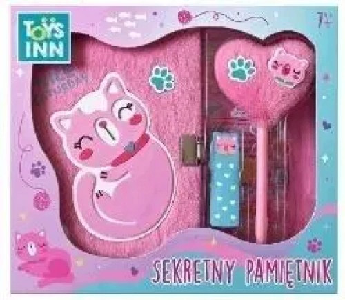 Zestaw Teczka Harmonijkowa A4 Pamiętnik Kot Różowy Stnux + Długopis