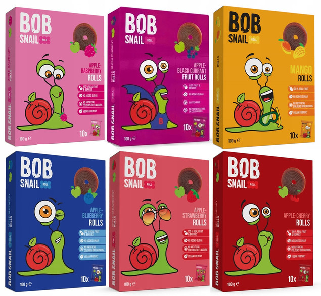 Rollsy Owocowe Zestaw 6x100g Bob Snail - Mix Smaków