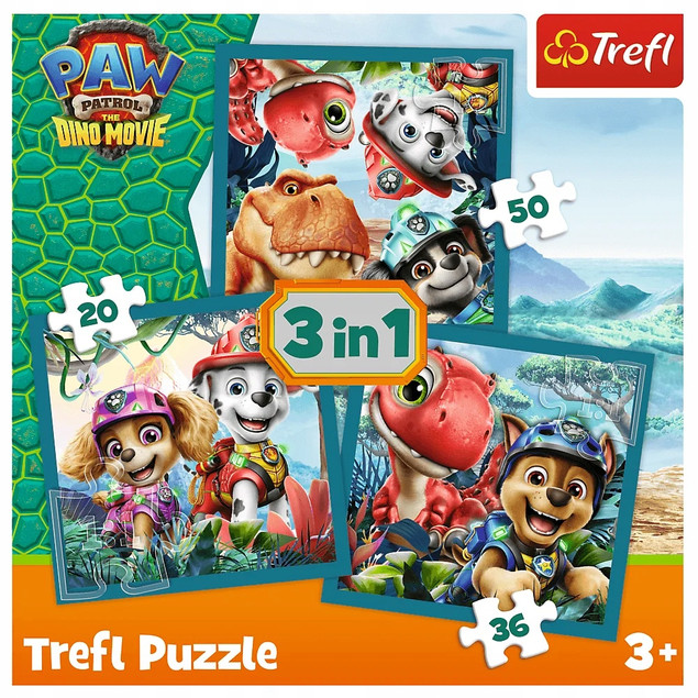Trefl Puzzle 3w1 Psi Patrol, Paw Patrol i wyspa dinozaurów